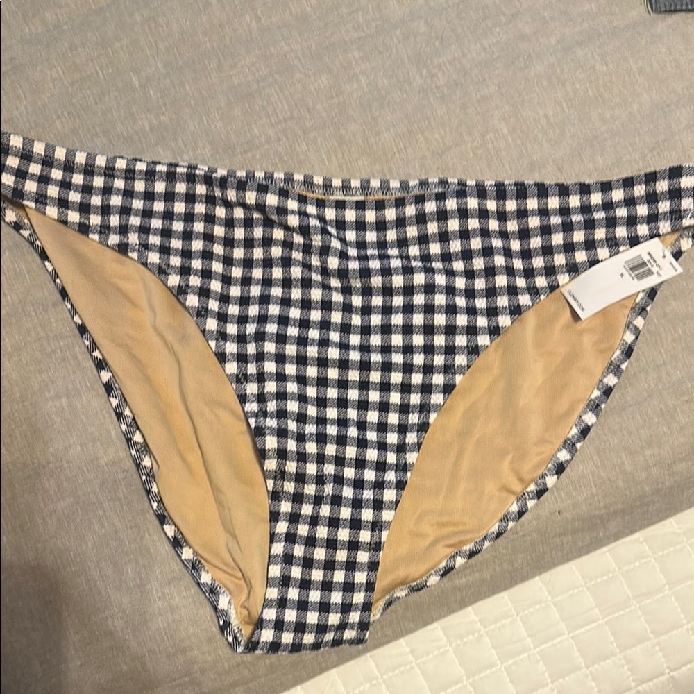 Old Navy Blue and White Checkered Bikini Bottom